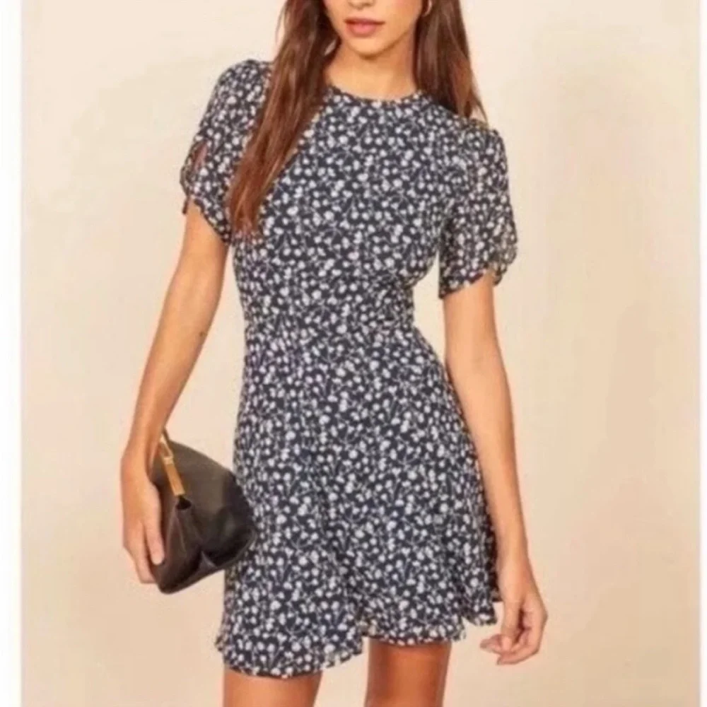 Reformation Violette Floral Elyse Mini Dress Size 2 - Picture 3 of 13